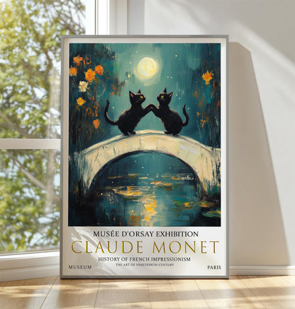 Claude Monet Exhibition Poster: Black Cats on Bridge Print