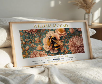 Print: William Morris Bee, Vintage Botanical Panoramic Wall Art