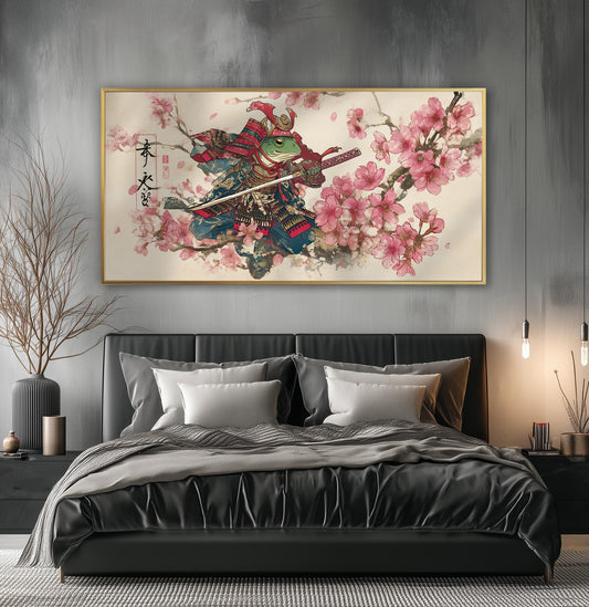 Samurai Frog Panoramic Print: Japanese Ukiyo-e Art