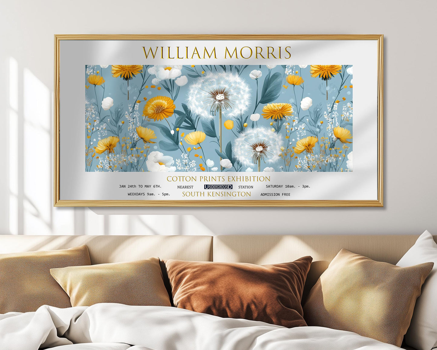 Print: William Morris Dandelion, Panoramic Botanical Wall Art