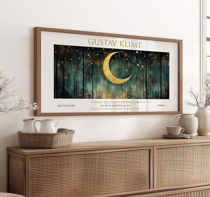 Gustav Klimt Moon Art Print: Art Nouveau Forest Panoramic