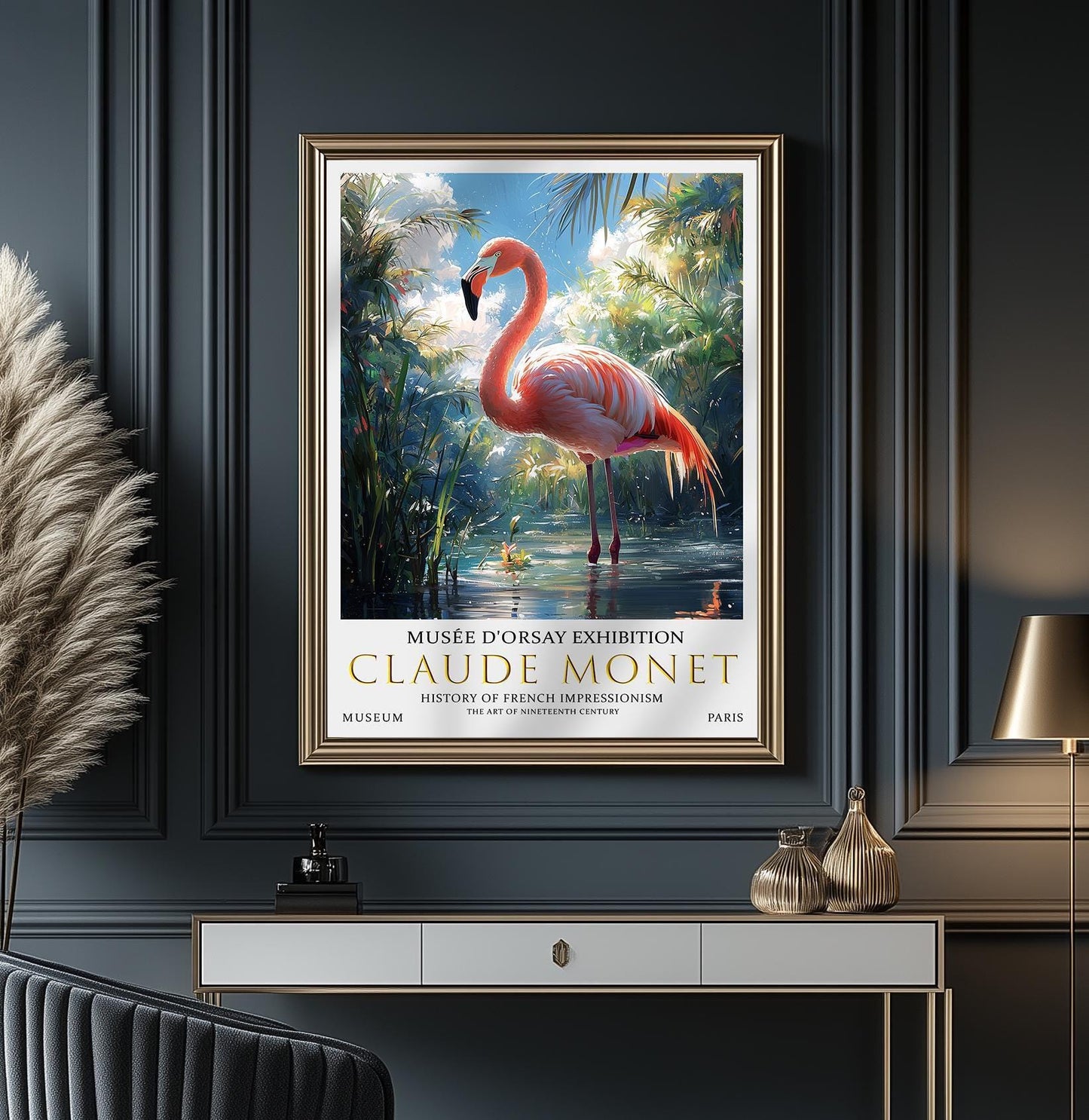 Claude Monet Flamingo Print: Vintage Impressionist Wall Art
