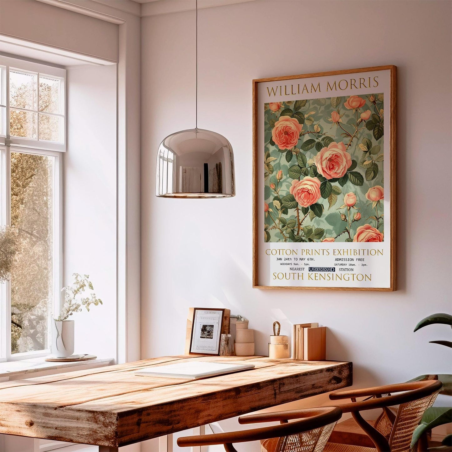 William Morris Rose Print: Vintage Floral Exhibition Poster
