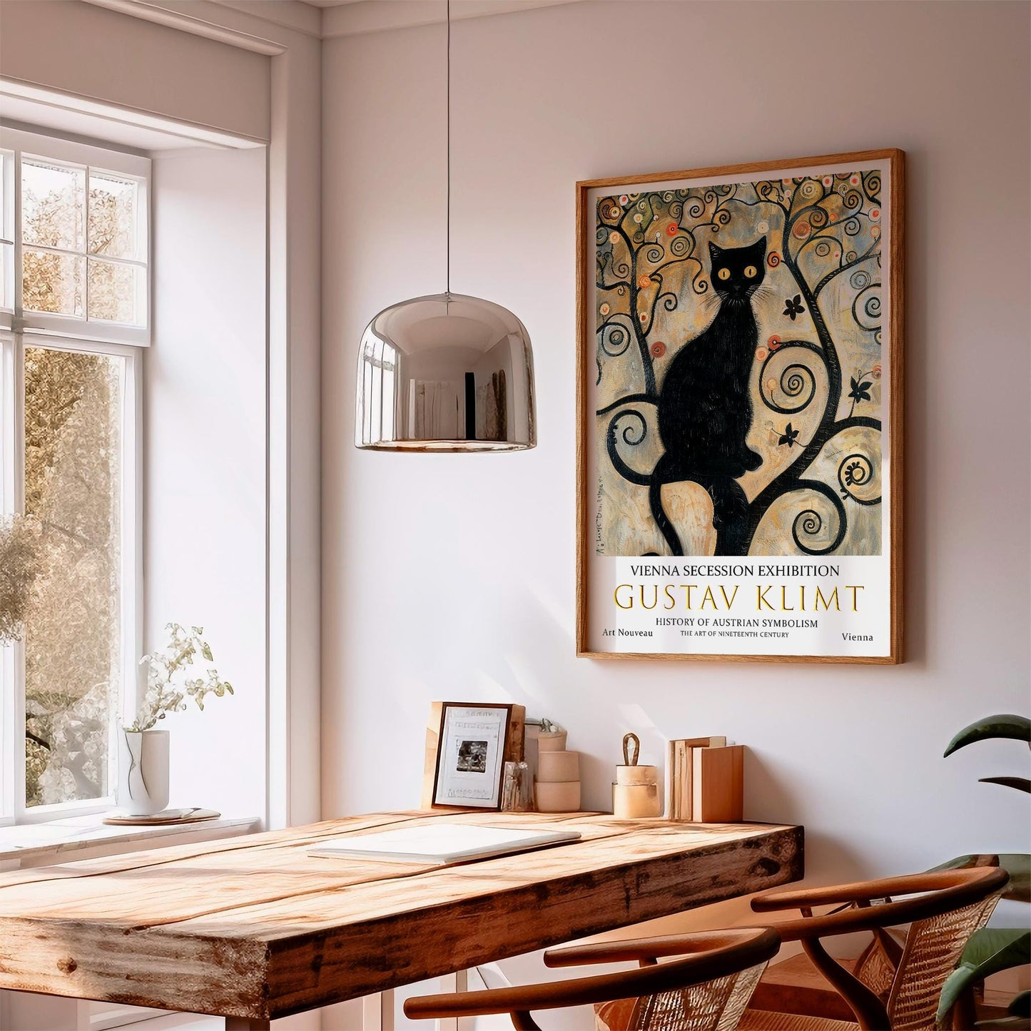 Gustav Klimt Art Print – Vintage Art Nouveau Poster | Black Cat, Gold Leaf Artwork