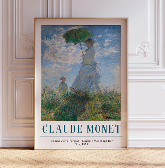 Monet Woman with Parasol Print: Vintage French Impressionist Decor