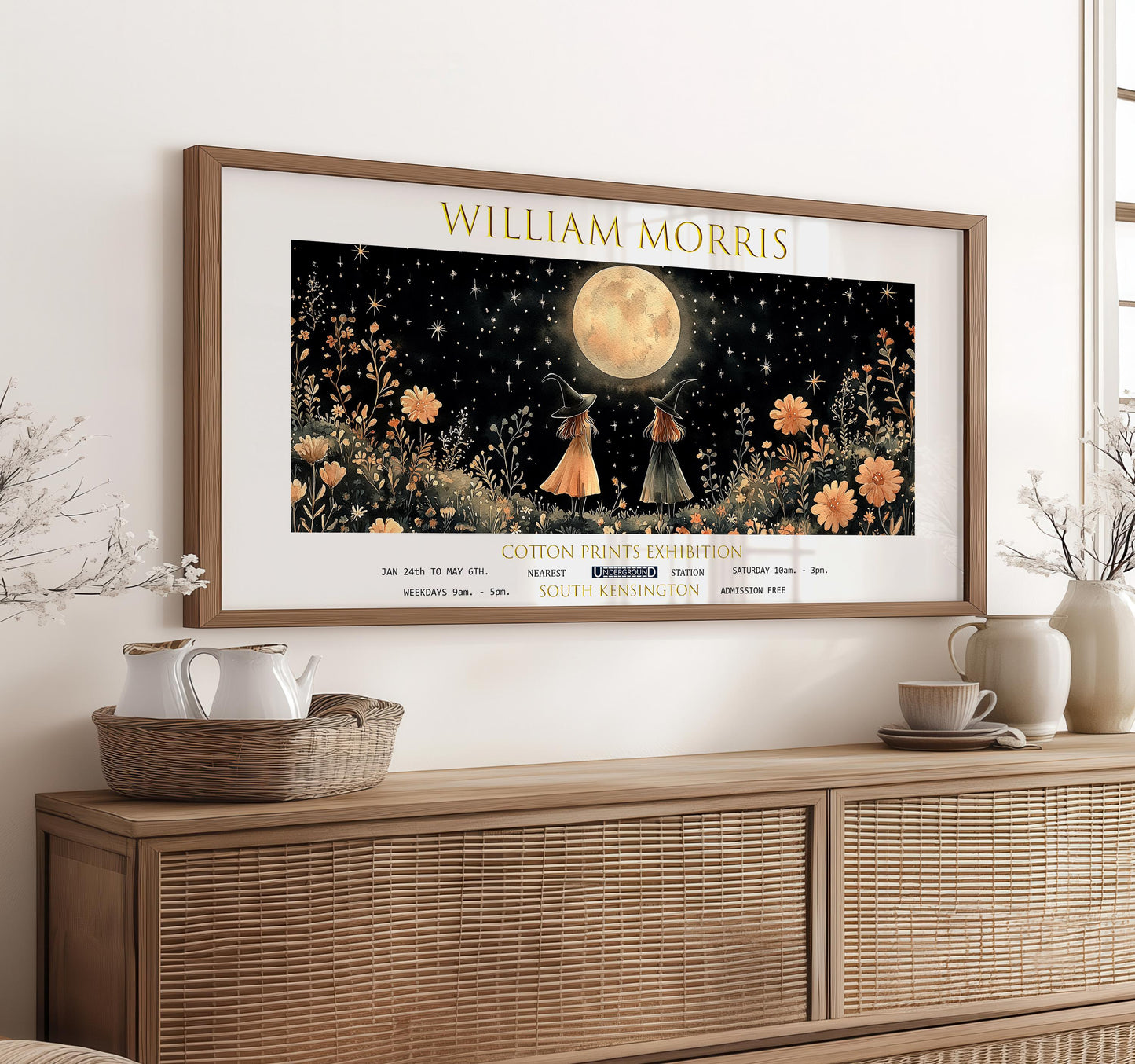 William Morris Witches Moon Print: Vintage Celestial Art