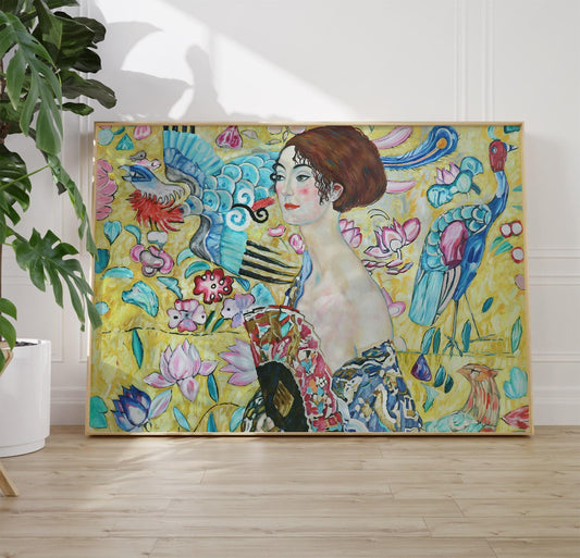 Gustav Klimt Print – Lady Fan Vintage Art Nouveau Decor on Premium Paper