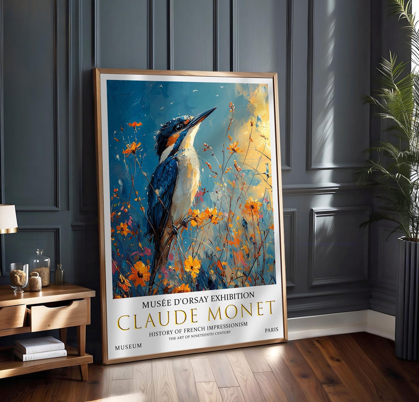 Claude Monet Kingfisher Print: Vintage Impressionist Wall Art