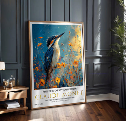 Claude Monet Kingfisher Print: Vintage Impressionist Wall Art