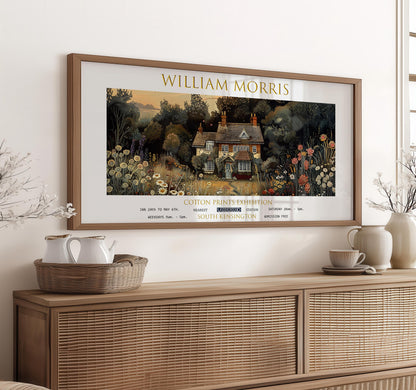 Print, William Morris Panoramic Botanical, English Cottage Wall Art