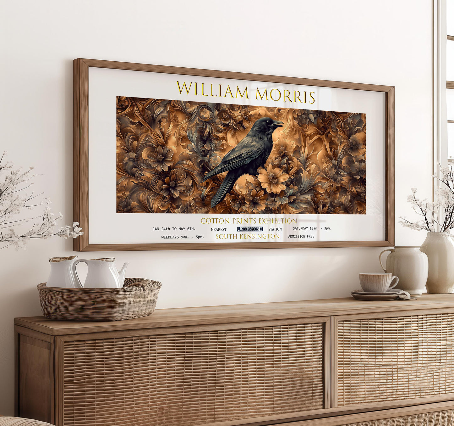 William Morris Raven Print: Vintage Botanical Exhibition Art