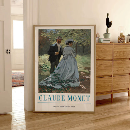 Claude Monet "Bazille and Camille" Print: Vintage French Impressionism