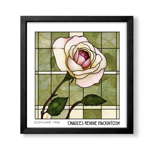 Rennie Mackintosh Rose Print –  Floral Wall Art - Art Deco Poster