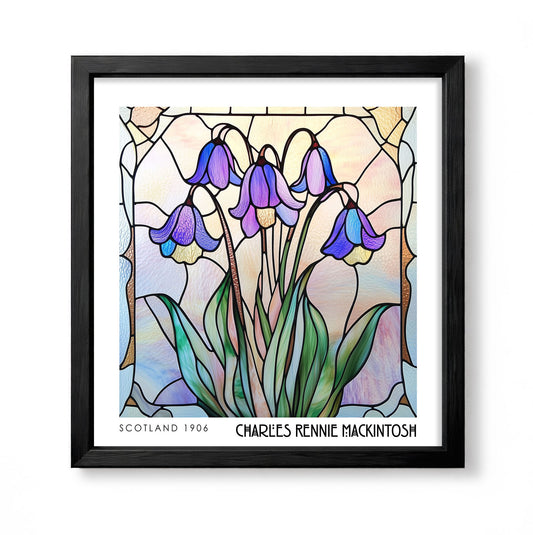 Rennie Mackintosh Bluebells Print –  Botanical Wall Art - Art Deco Poster