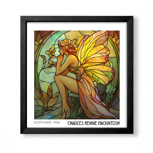 Rennie Mackintosh Fairy Print - Stained Glass Decor - Art Nouveau Poster