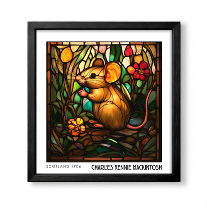 Rennie Mackintosh Field Mouse Print - Stained Glass Decor - Art Nouveau Poster