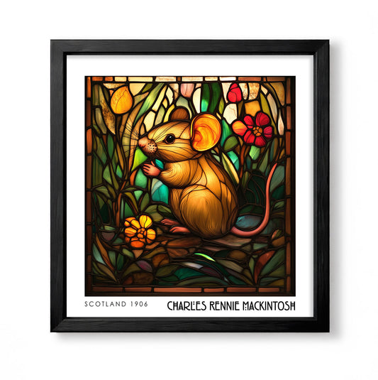 Rennie Mackintosh Field Mouse Print - Stained Glass Decor - Art Nouveau Poster