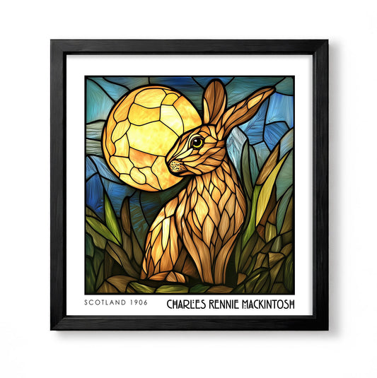 Rennie Mackintosh Hare Print - Stained Glass Decor - Art Nouveau Poster