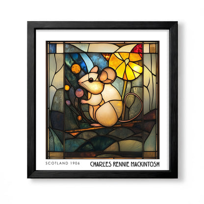 Rennie Mackintosh Mouse Print - Stained Glass Decor - Art Nouveau Poster