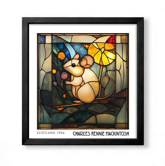 Rennie Mackintosh Mouse Print - Stained Glass Decor - Art Nouveau Poster