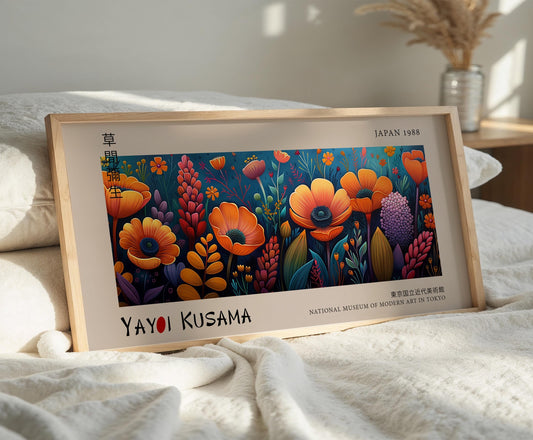 Yayoi Kusama Inspired Floral Print: Japanese Botanical Art
