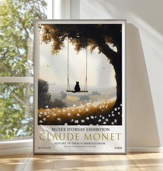 Claude Monet Cat Swing Print: French Impressionist Art