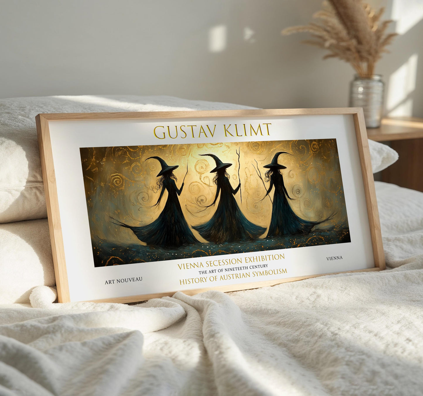 Gustav Klimt Witches Print: Art Nouveau Golden Mystic Poster