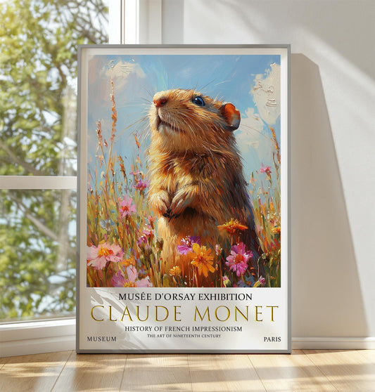 Claude Monet Water Vole Print: Vintage Summer Meadow Art