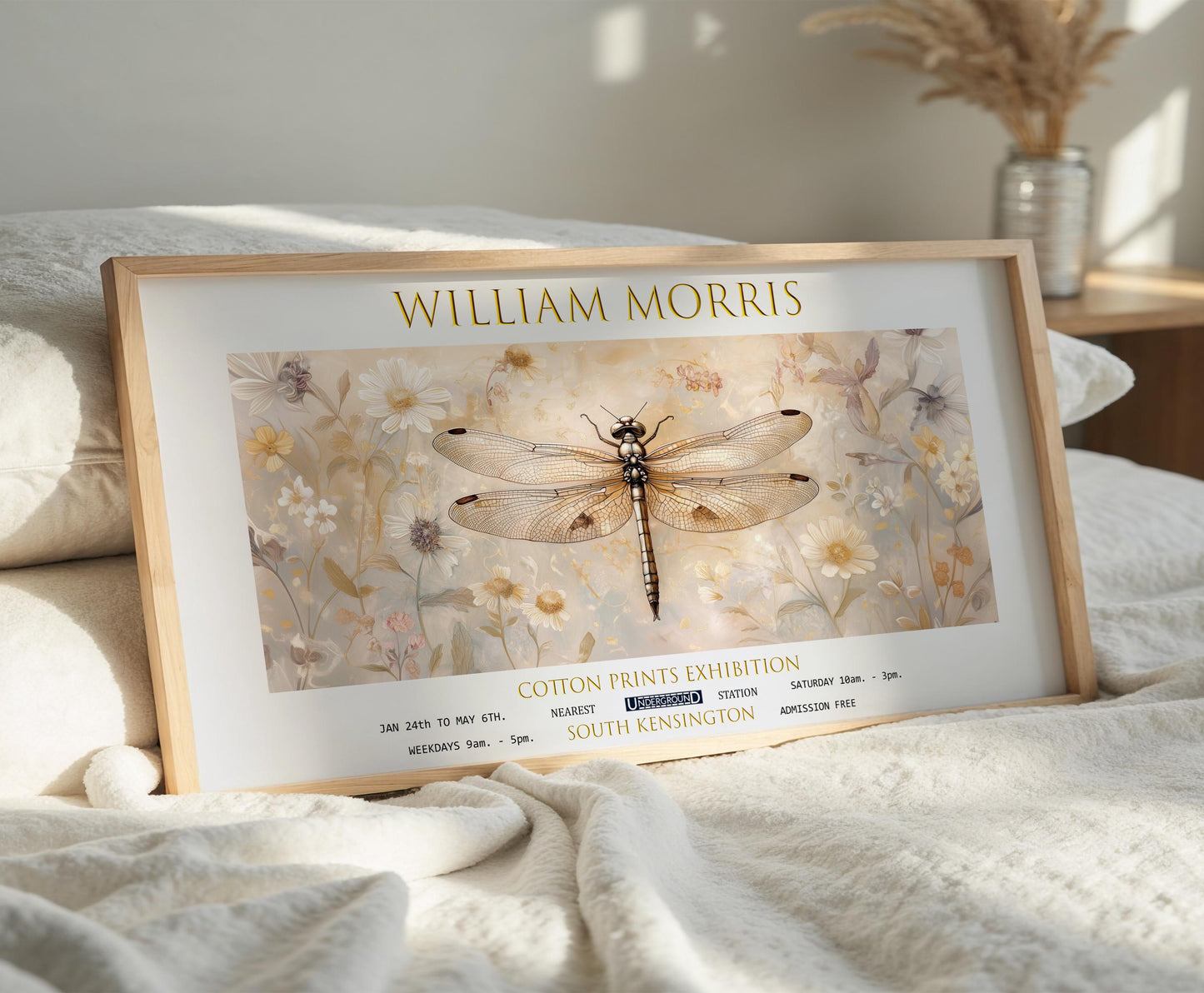 William Morris Dragonfly Print: Vintage Botanical Wall Art