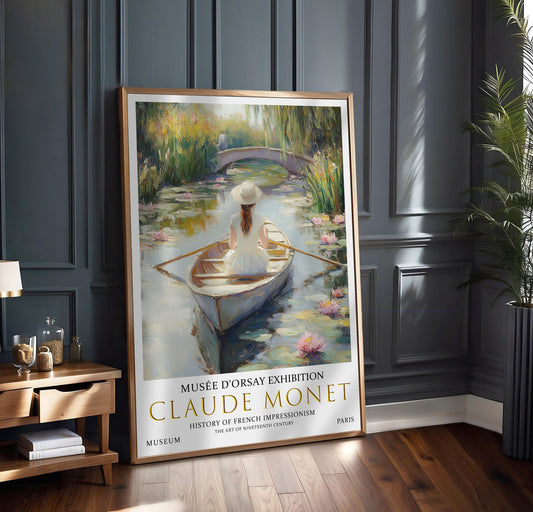 Claude Monet Art Print: Lady in Boat, French Impressionist Landscape