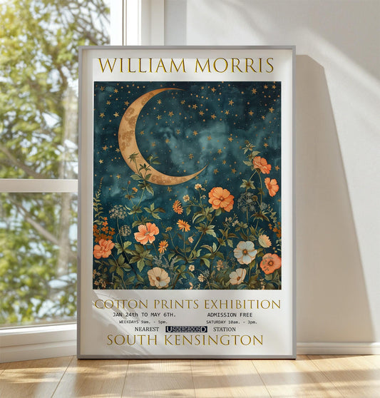 William Morris Moon & Stars Print: Vintage Floral Wall Art