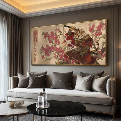 Samurai Tiger Panoramic Print: Japanese Ukiyo-e Art