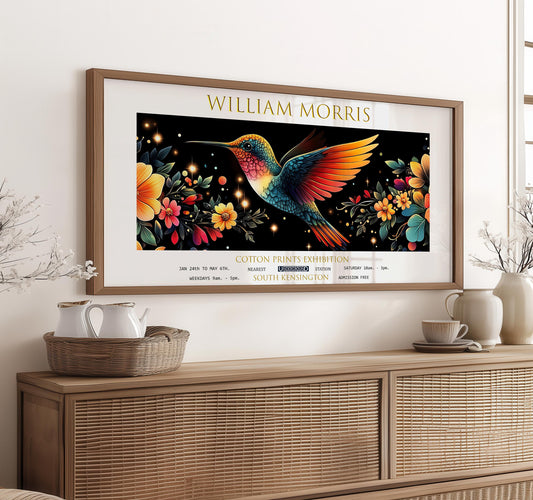 William Morris Hummingbird Print: Vintage Floral Exhibition Art