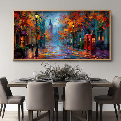 Panoramic London Impressionist Oil Painting – Big Ben – Red Phone Box – Art Print