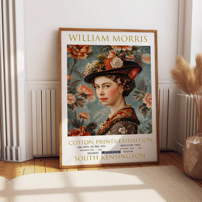 William Morris Print – Vintage Floral Art with Queen Elizabeth II Botanical Wall Art
