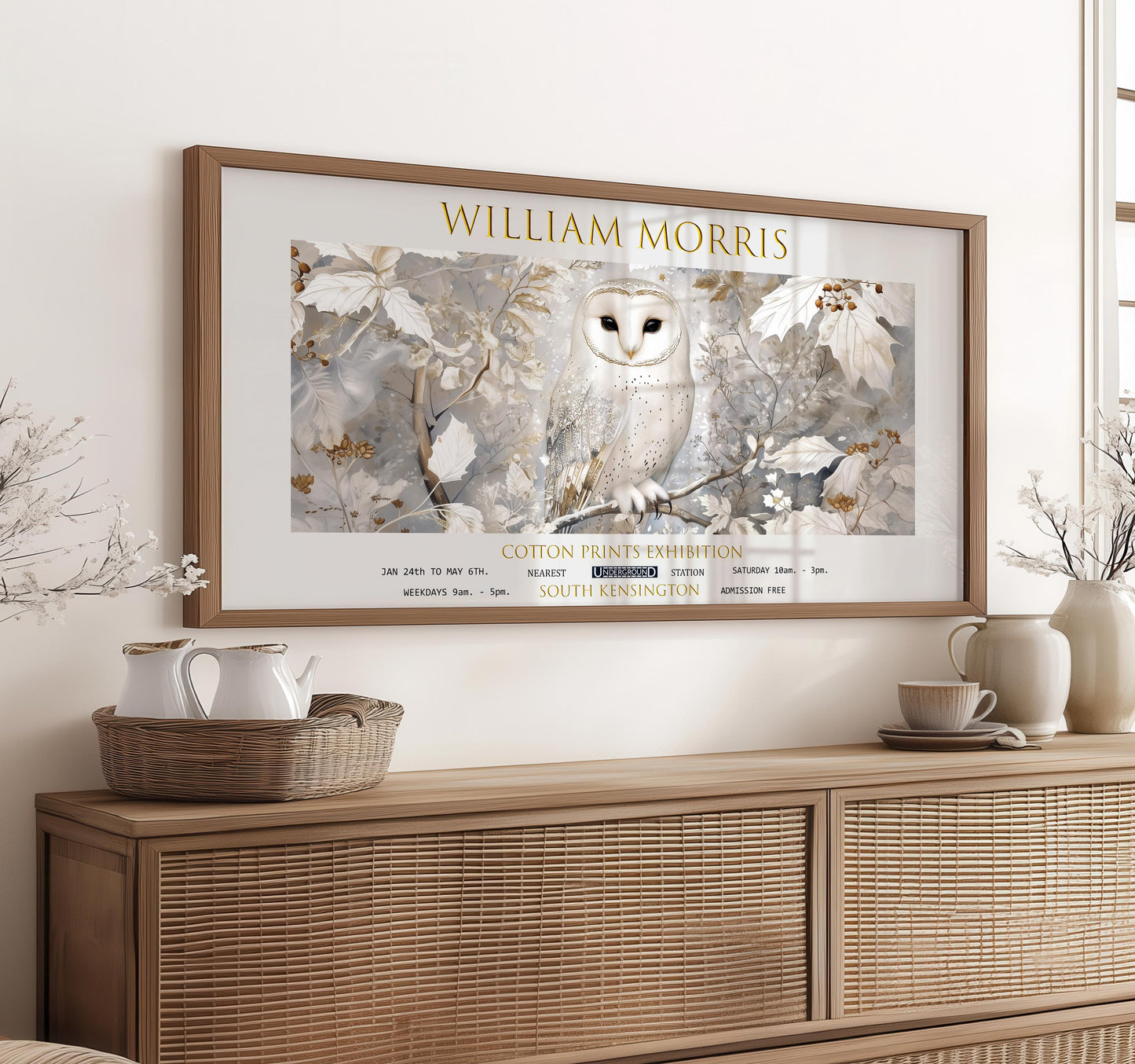 William Morris Owl Print: Vintage Exhibition Poster, Textiles Art
