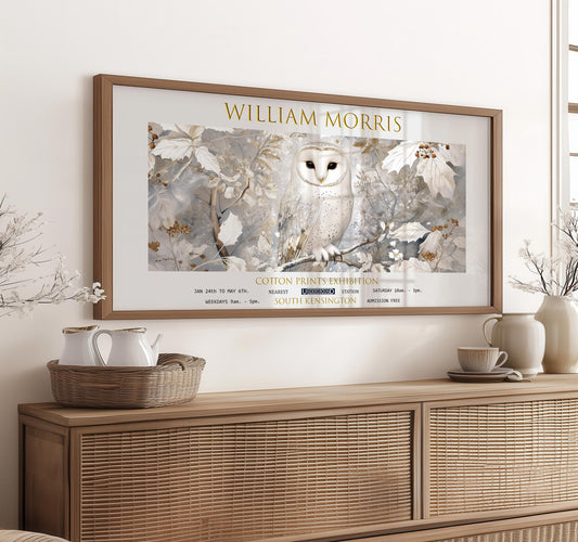 William Morris Owl Print: Vintage Exhibition Poster, Textiles Art