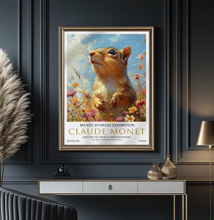 Claude Monet Squirrel Print: Vintage Impressionist Art Poster
