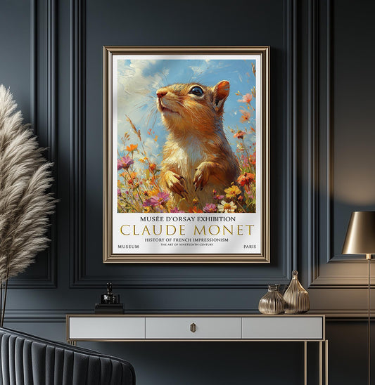 Claude Monet Squirrel Print: Vintage Impressionist Art Poster