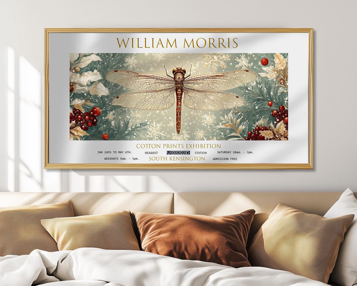 William Morris Dragonfly Art Print: Vintage Botanical Textiles