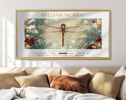 William Morris Dragonfly Art Print: Vintage Botanical Textiles