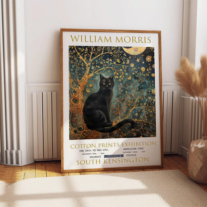William Morris Wall Art - Vintage Floral Print | Black Cat Botanical Poster