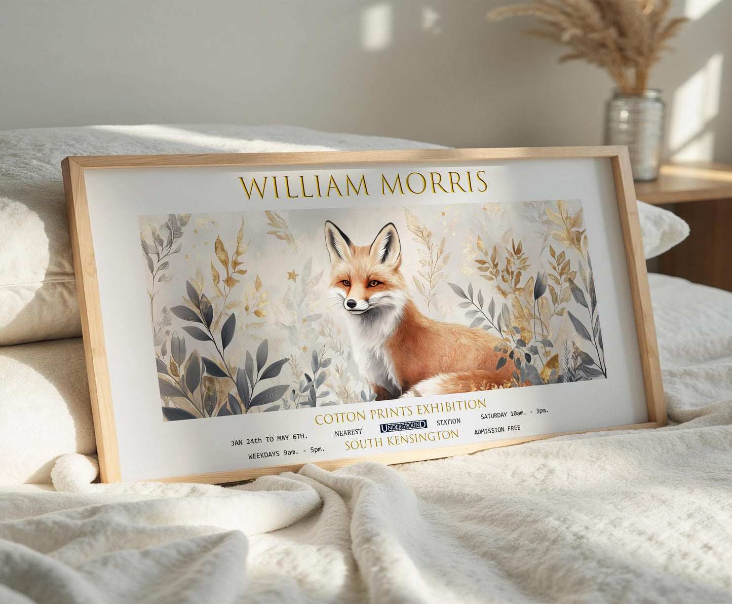 William Morris Fox Art Print: Vintage Botanical Panoramic Wall Art