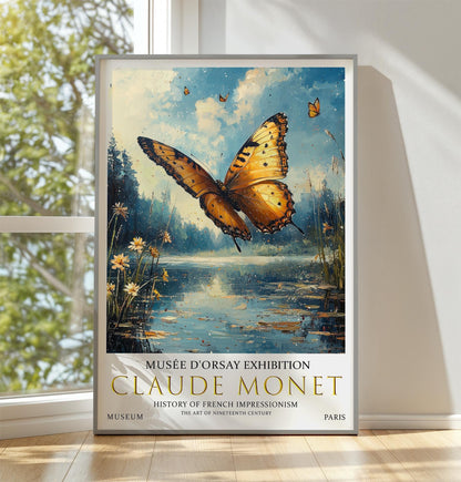 Claude Monet Butterfly Print: Vintage Impressionist Wall Art