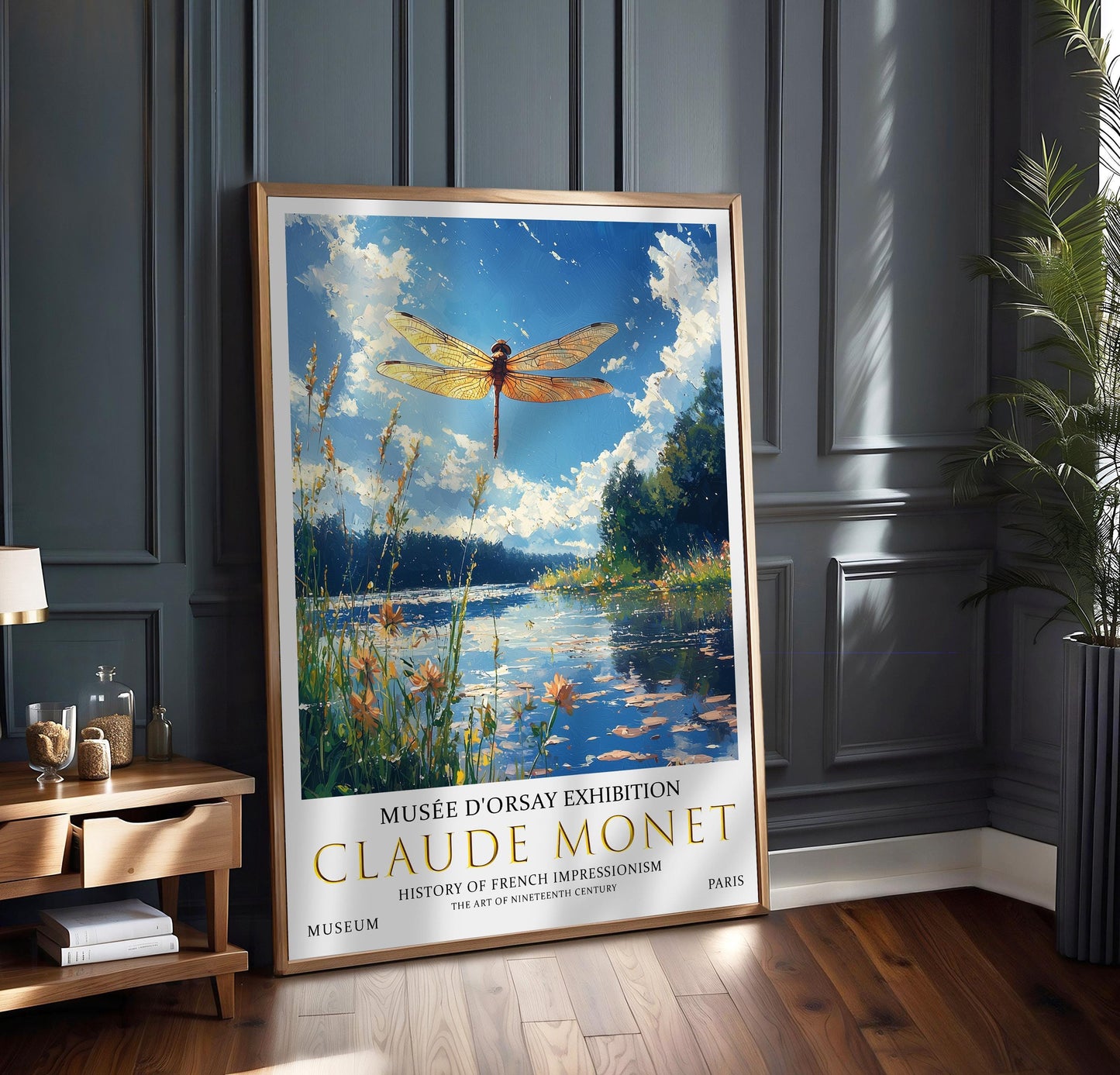 Claude Monet Dragonfly Poster Print, Impressionist Wall Art
