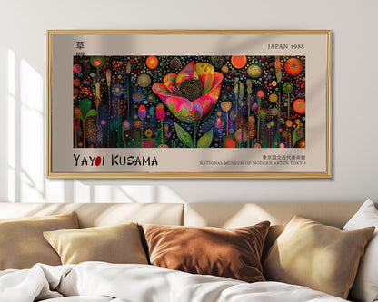 Yayoi Kusama Inspired Japanese Flower Art Print: Modern Floral Gallery Wall Decor