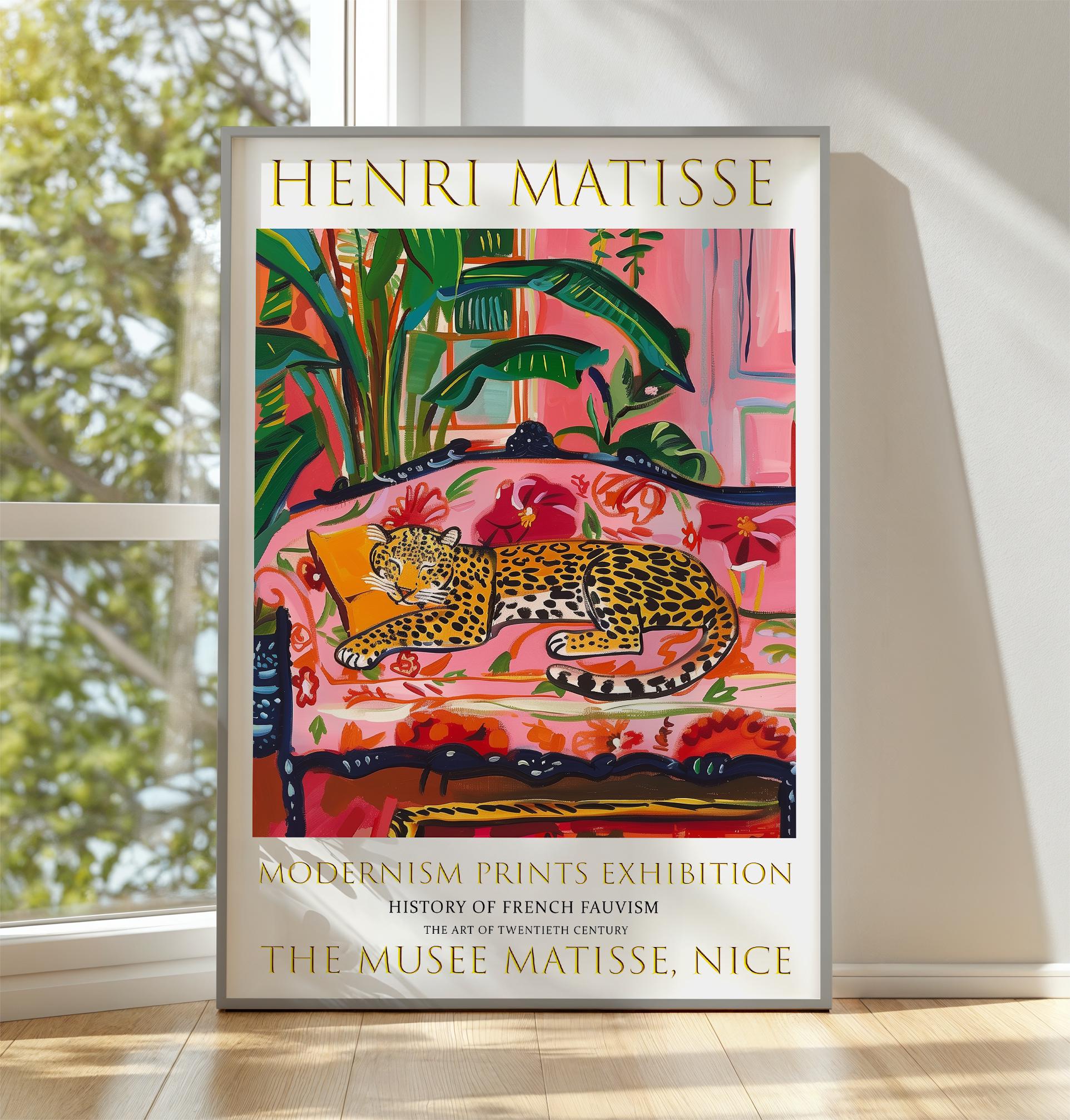 Leopard Sofa Poster, Matisse Style Colourful Wall Art