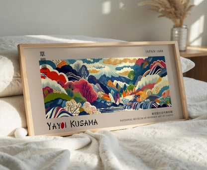 Mount Fuji Japanese Print: Yayoi Kusama Inspired Mountain Landscape
