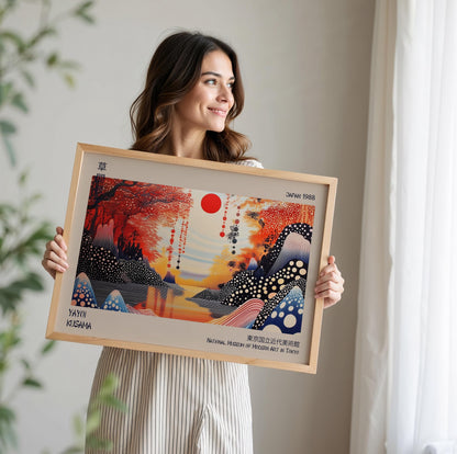 Japanese Landscape Red Sun WALL ART PRINT Picture Poster