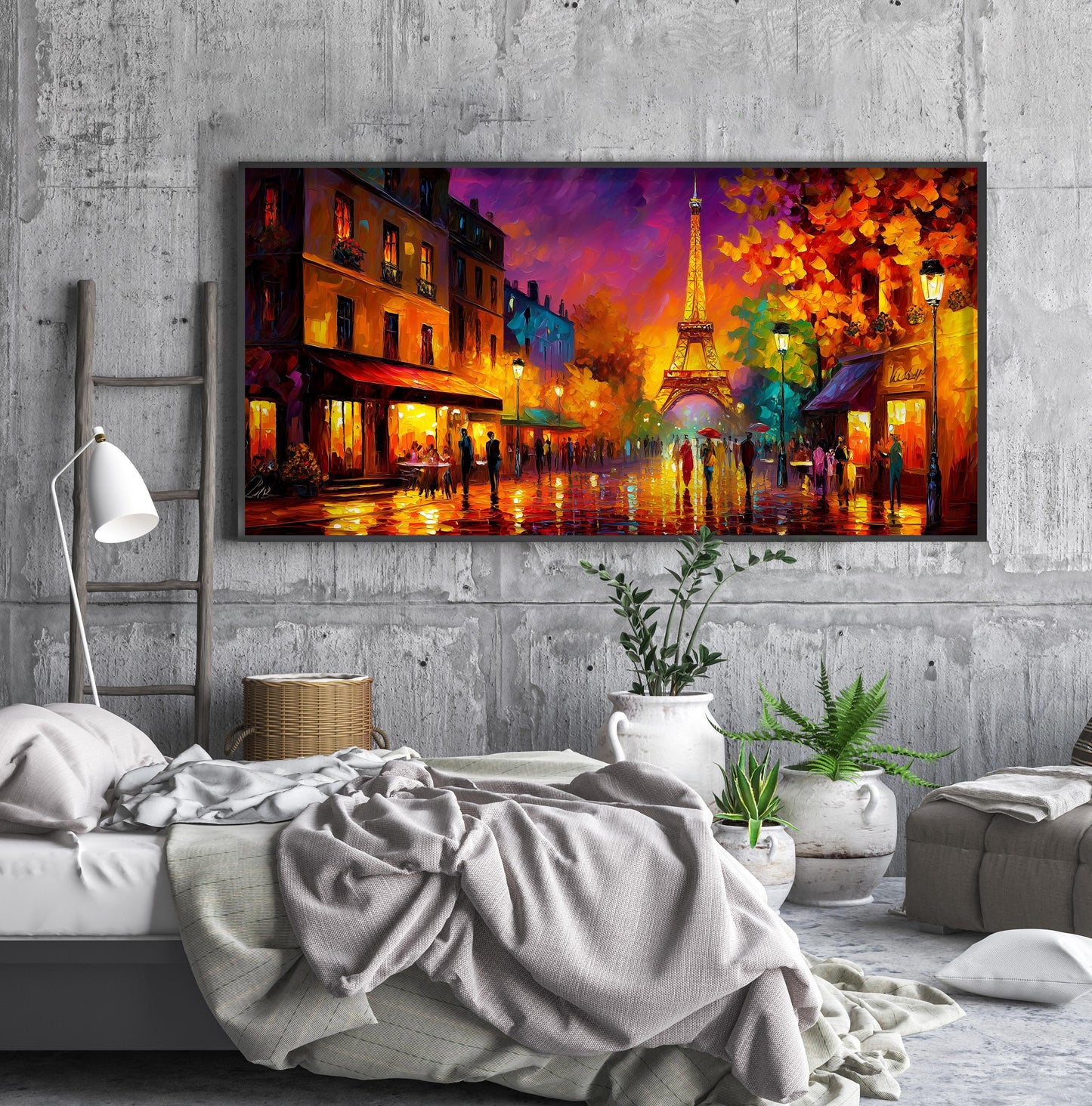 Eiffel Tower Art Print – Paris Panoramic Print – Colourful Paris Cityscape
